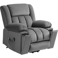 HOMCOM Fernsehsessel mit Aufstehhilfe Elektrisch Relaxsessel mit Massage-/ Wärme-/Liegefunktion, TV-Sessel mit Becherhalter, Stautraum, USB-Anschlüssen und Fernbedienung, Samt, Dunkelgrau   Aosom von HOMCOM