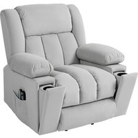 HOMCOM Fernsehsessel mit Aufstehhilfe Elektrisch Relaxsessel mit Massage-/ Wärme-/Liegefunktion, TV-Sessel mit Becherhalter, Stautraum, USB-Anschlüssen und Fernbedienung, Samt, Hellgrau   Aosom von HOMCOM
