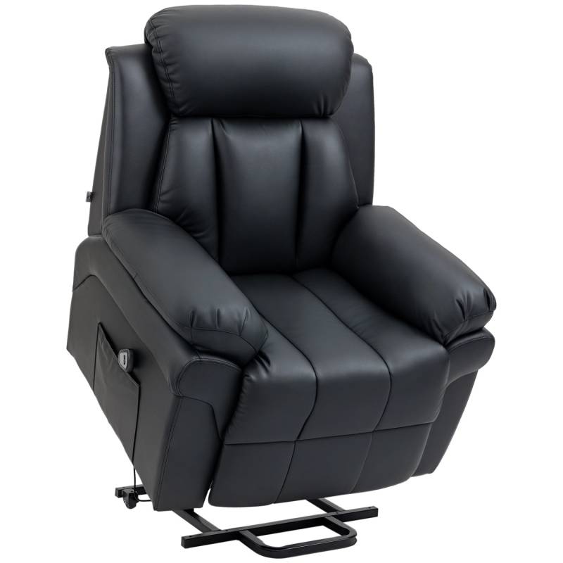 HOMCOM Fernsehsessel mit Aufstehhilfe Kunstleder Schwarz 93L x 96B x 105H cm von HOMCOM
