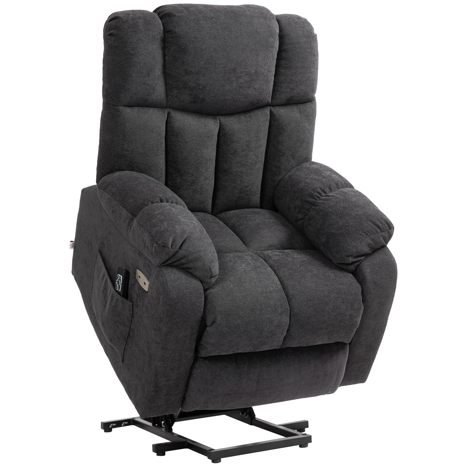HOMCOM Fernsehsessel mit Aufstehhilfe Polyester Schwarz 92L x 95B x 107H cm von HOMCOM