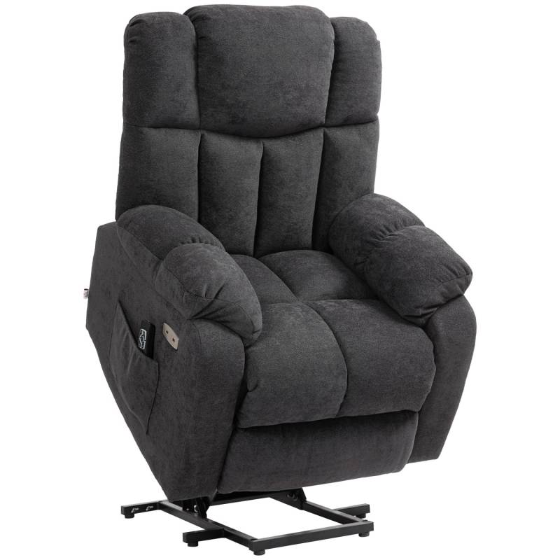 HOMCOM Fernsehsessel mit Aufstehhilfe Polyester Schwarz 92L x 95B x 107H cm von HOMCOM