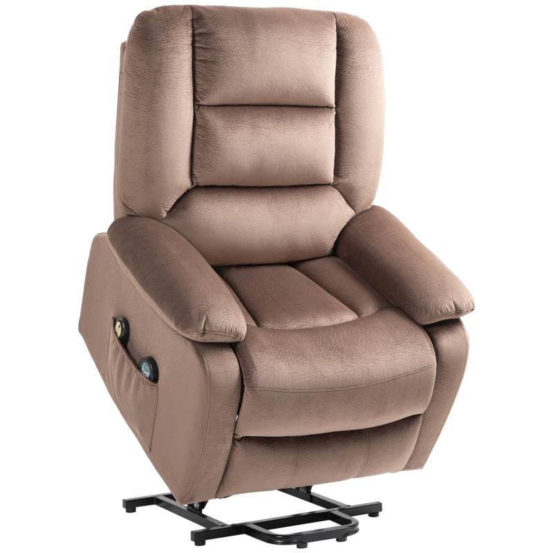 HOMCOM Fernsehsessel mit Aufstehhilfe Polyester Stahl Braun 90L x 93B x 110H cm von HOMCOM