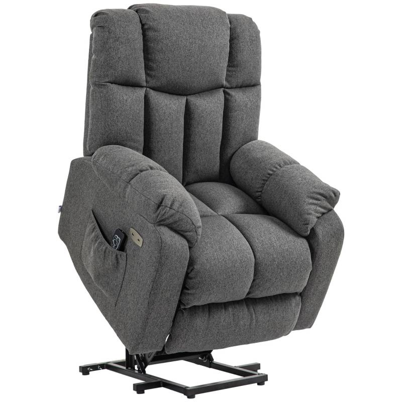 HOMCOM Fernsehsessel mit Aufstehhilfe Polyester Stahl Dunkelgrau von HOMCOM