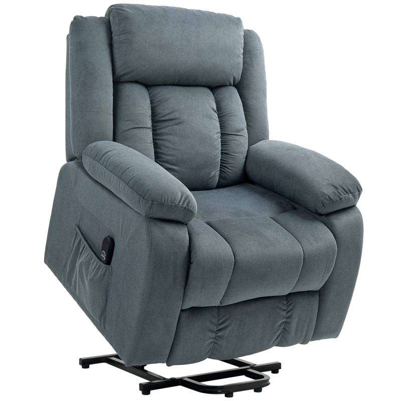 HOMCOM Fernsehsessel mit Aufstehhilfe Polyester Stahl Grau 92B x 94T x 105H cm von HOMCOM