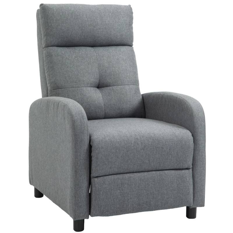 HOMCOM Fernsehsessel mit Liegefunktion Polyester Grau 87L x 67B x 98H cm von HOMCOM