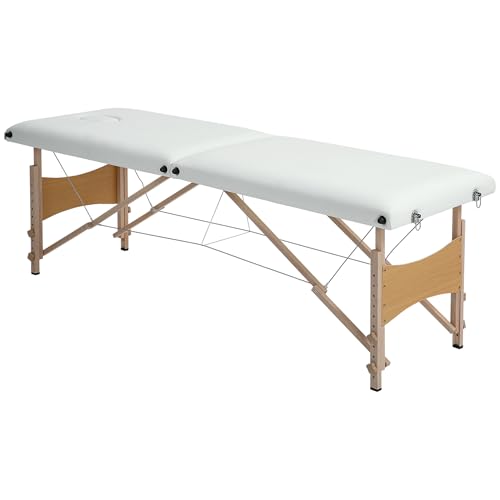 HOMCOM Folding Massagetisch Portable Massagetisch mit Kopfstütze Holzrahmen Physiotherapie Bahre mit Einstellbarer Höhe und Tragetasche 186x60x58-81 cm Creme HOMCOM Folding Massagetisch Portable Massagetisch mit Kopfstütze Holzrahmen Physiotherapie Bahre mit Einstellbarer Höhe und Tragetasche 186x60x58-81 cm Creme von HOMCOM