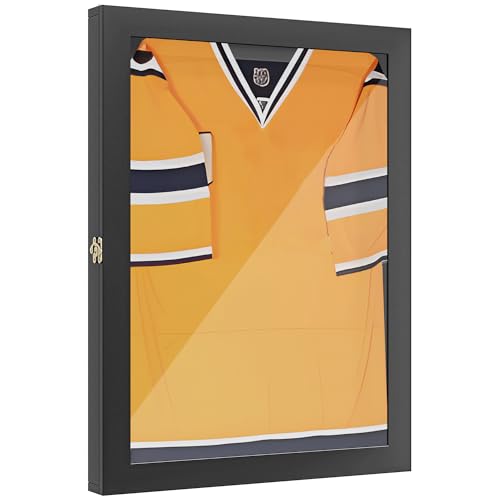 HOMCOM Frame Box T-Frame Rahmen für Trikottür, Acrylfutter, Filz, 71 x 6,5 x 89 cm, Schwarz von HOMCOM