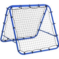 HOMCOM Fußball Rebounder Kickback Tor Rückprallwand Netz beidseitiger Rückprall Verstellbar in 5 Stufen Stahl Blau 100 x 95 x 90 cm von HOMCOM