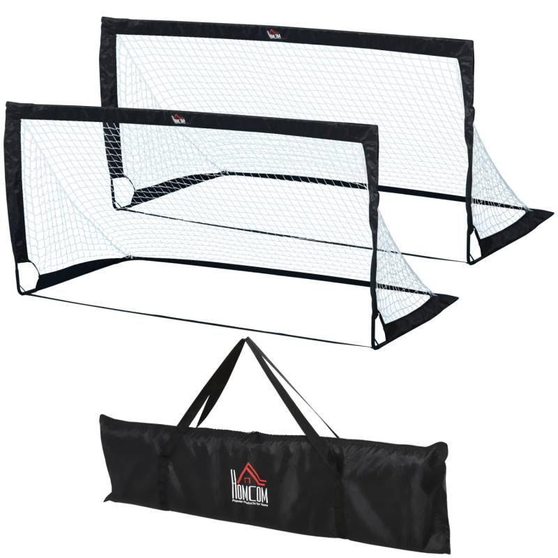HOMCOM Fußballtor Metall  Oxfordstoff Schwarz 183L x 90B x 90T cm von HOMCOM