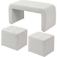 HOMCOM Fußhocker Set 3 tlg, Sitzhocker Ottomane mit 3 Hockern, Polsterhocker für Wohnzimmer Schlafzimmer, elegantes Weiß   Aosom.de von HOMCOM
