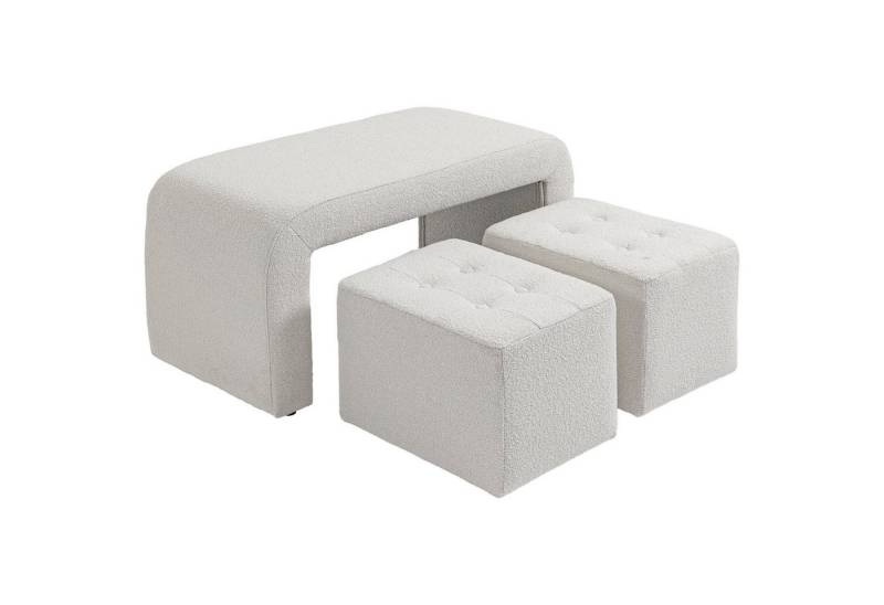 HOMCOM Fußhocker Ottomane mit 3 Hockern (Fußstütze, 3 St., Sitzhocker), Weiß 89 x 42,5 x 45 cm von HOMCOM