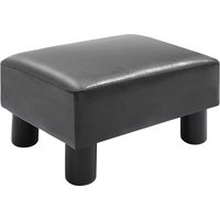 Fußhocker Beinstütze Sitzhocker Eingangbank Rückenfreier Hocker Bank Sitzbank Chesterfield aus Kunstleder Schwarz 40 x 30 x 24 cm von HOMCOM
