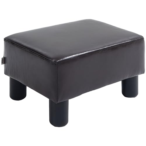 HOMCOM Sitzhocker Hocker mit Kunstleder Moderner Fußhocker Kunstlederhocker Ottomane für Schlafzimmer, Wohnzimmer, Braun von HOMCOM