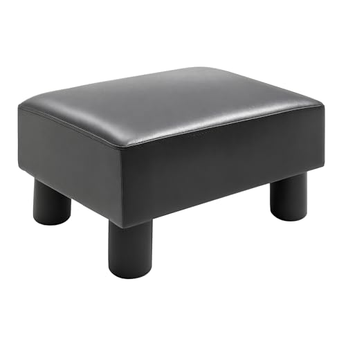 HOMCOM Sitzhocker Hocker mit Kunstleder Moderner Fußhocker Kunstlederhocker Ottomane für Schlafzimmer, Wohnzimmer, Schwarz von HOMCOM