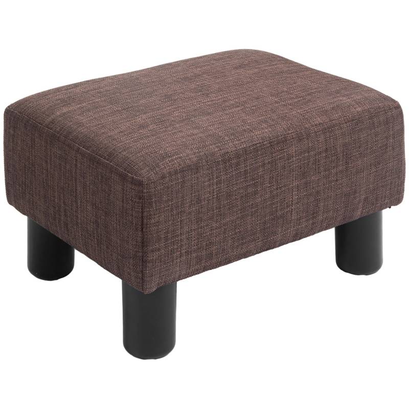 HOMCOM Fußhocker Fußauflage Stoff Schaumstoff Kunststoff Braun 40 x 30 x 24 cm von HOMCOM