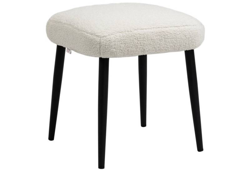 HOMCOM Fußhocker Fußstütze mit Kaschmir-Optik, Stahlbeine (Sitzhocker Quadratischer, 1 St., Schminkhocker), Cremeweiß 42 x 42 x 47 cm von HOMCOM