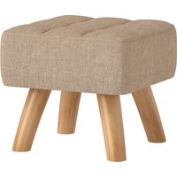 HOMCOM Fußhocker Hocker mit Leinenoptik, Holzbeine, Moderner Sitzhocker Polsterhocker Ottomane für Schlafzimmer, Wohnzimmer, Braun   Aosom von HOMCOM