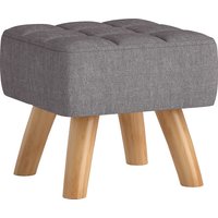 HOMCOM Fußhocker Hocker mit Leinenoptik, Holzbeine, Moderner Sitzhocker Polsterhocker Ottomane für Schlafzimmer, Wohnzimmer, Grau   Aosom von HOMCOM