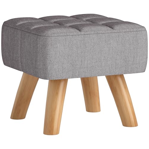 HOMCOM Fußhocker Hocker mit Leinenoptik, Holzbeine, Moderner Sitzhocker Polsterhocker Ottomane für Schlafzimmer, Wohnzimmer, Grau HOMCOM Fußhocker Hocker mit Leinenoptik, Holzbeine, Moderner Sitzhocker Polsterhocker Ottomane für Schlafzimmer, Wohnzimmer, Grau von HOMCOM