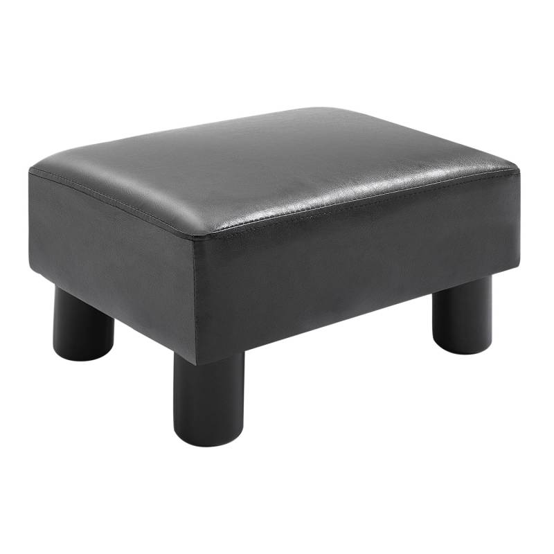 HOMCOM Fußhocker Rückenfreier Chesterfield aus Kunstleder Schwarz 40 x 30 x 24cm von HOMCOM