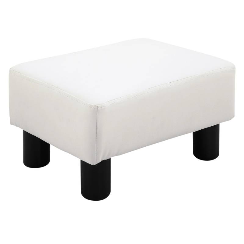 HOMCOM Fußhocker Rückenfreier Chesterfield aus Kunstleder Weiß 40 x 30 x 24 cm von HOMCOM