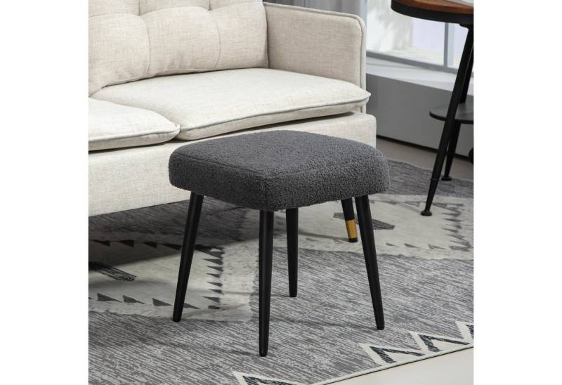 HOMCOM Fußhocker Schminkhocker Fußstütze mit Kaschmir-Optik (Hocker, 1 St., Sitzhocker), für Schlafzimmer, Stahlbeine, Dunkelgrau von HOMCOM