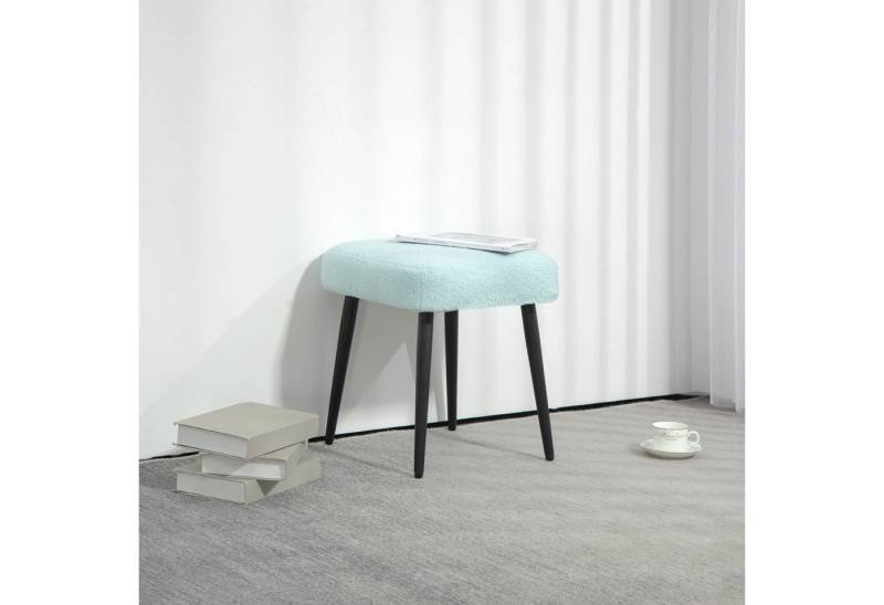 HOMCOM Fußhocker Schminkhocker Fußstütze mit Kaschmir-Optik (Hocker, 1 St., Sitzhocker), für Schlafzimmer, Stahlbeine, Hellblau von HOMCOM