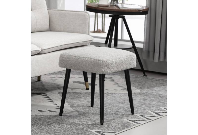 HOMCOM Fußhocker Schminkhocker Fußstütze mit Kaschmir-Optik (Hocker, 1 St., Sitzhocker), für Schlafzimmer, Stahlbeine, Hellgrau von HOMCOM