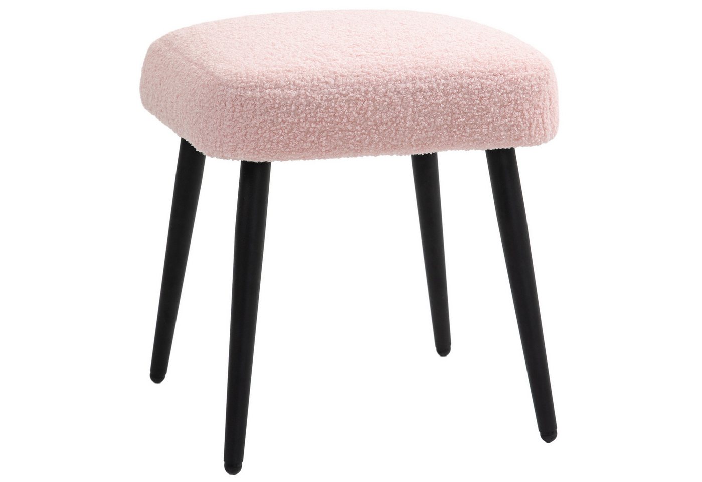 HOMCOM Fußhocker Schminkhocker Fußstütze mit Kaschmir-Optik (Hocker, 1 St., Sitzhocker), für Schlafzimmer, Stahlbeine, Rosa von HOMCOM