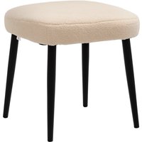 HOMCOM Fußhocker quadratischer Sitzhocker Schminkhocker Kaschmir-Optik mit Stahlbeinen für Wohnzimmer Schlafzimmer Beige 42x42x47cm   Aosom.de von HOMCOM