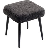 HOMCOM Fußhocker Sitzhocker quadratisch mit Kaschmir-Optik, Dunkelgrau, Stahlbeine, ideal für Wohnzimmer & Schlafzimmer   Aosom.de von HOMCOM