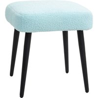 HOMCOM Fußhocker Sitzhocker quadratisch mit Kaschmir-Optik, Fußstütze mit Stahlbeinen, hellblau für Wohnzimmer & Schlafzimmer   Aosom.de von HOMCOM