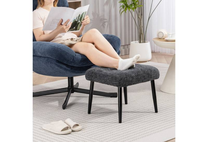 HOMCOM Fußhocker mit Anti-Rutsch-Pads (Polsterhocker, 1 St., Fußstütze), für Schlafzimmer, Wohnzimmer, Dunkelgrau von HOMCOM