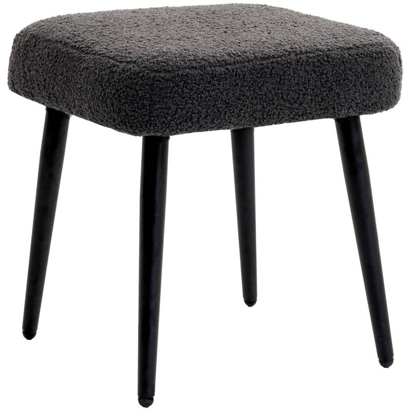 HOMCOM Fußhocker mit Kaschmir-Optik Stahlbeine Dunkelgrau 42 x 42 x 47 cm von HOMCOM