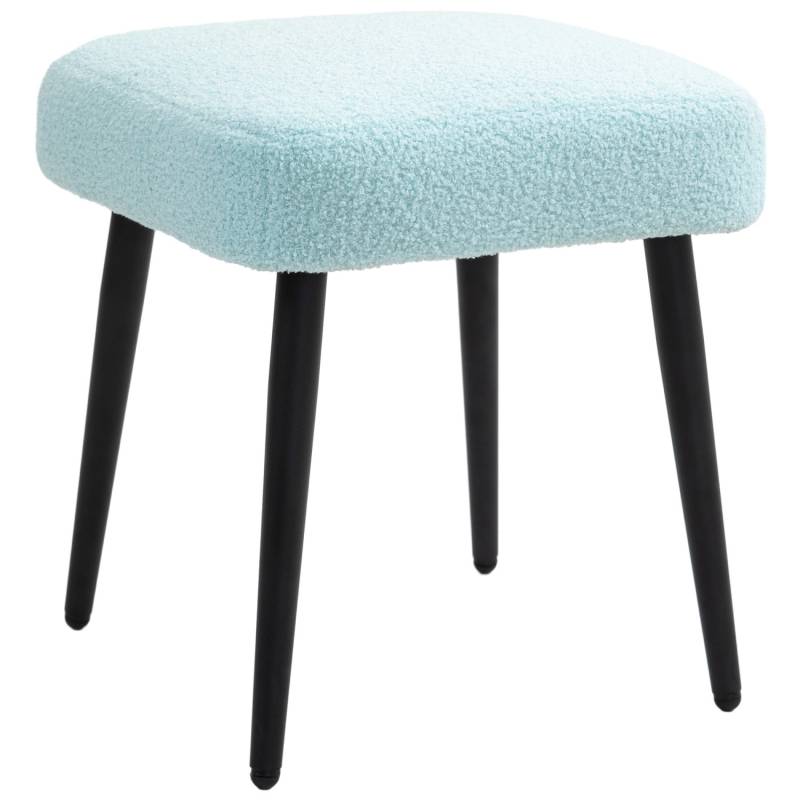 HOMCOM Fußhocker mit Kaschmir-Optik Stahlbeine Hellblau 42 x 42 x 47 cm von HOMCOM