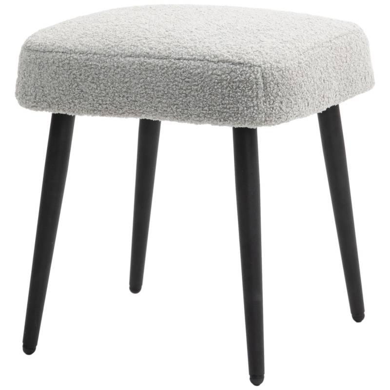 HOMCOM Fußhocker mit Kaschmir-Optik Stahlbeine Hellgrau 42 x 42 x 47 cm von HOMCOM