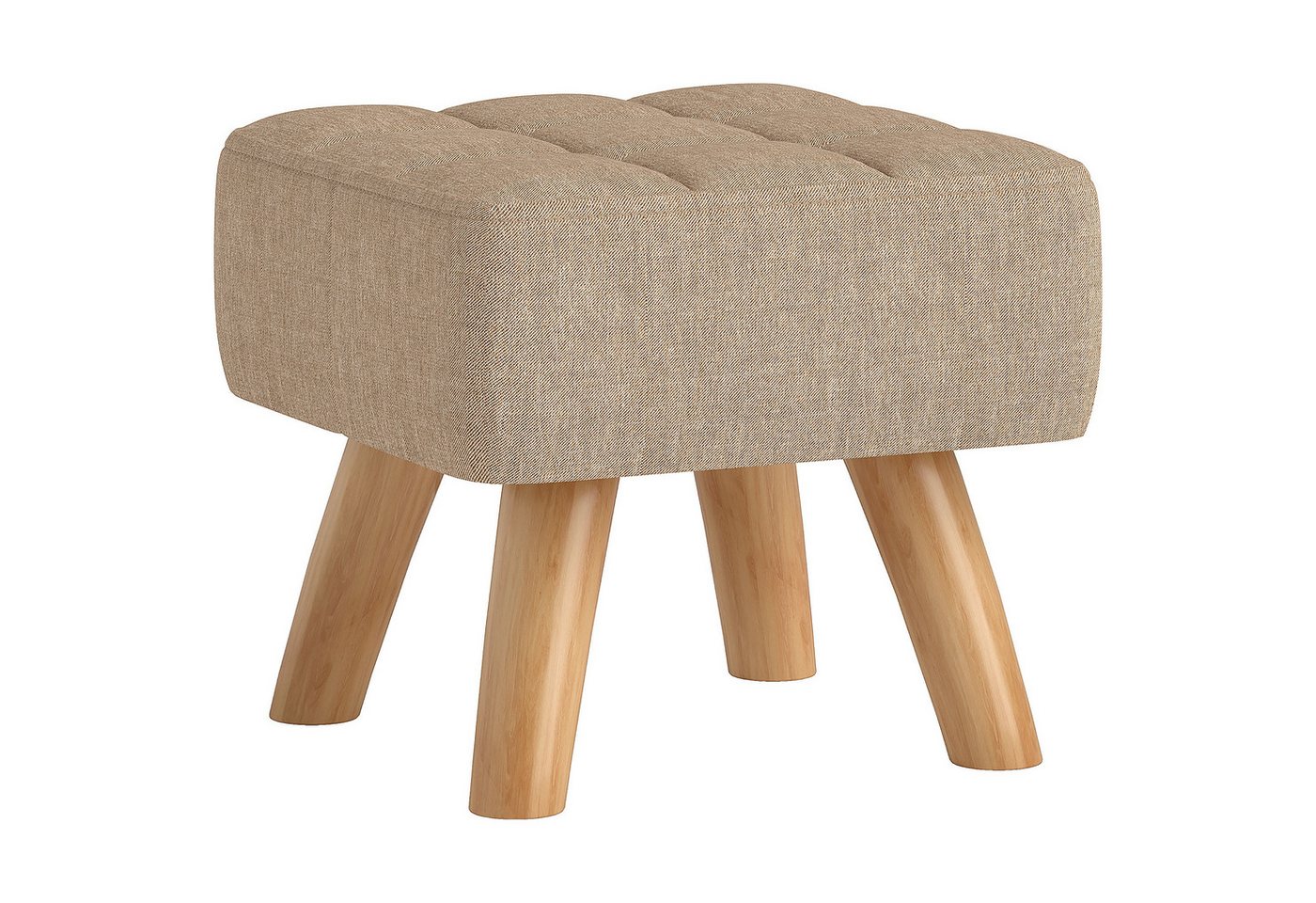 HOMCOM Fußhocker mit Leinenoptik, Holzbeine (Moderner Sitzhocker, 1 St., Polsterhocker), für Schlafzimmer, Wohnzimmer, Braun von HOMCOM