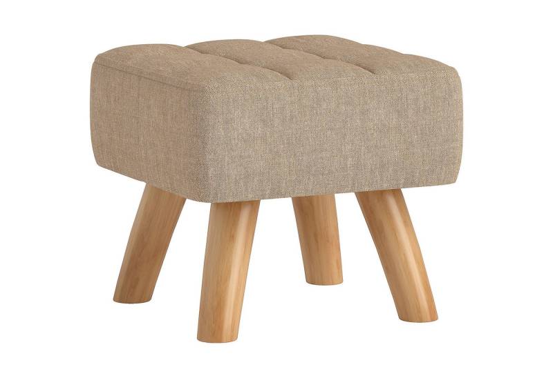 HOMCOM Fußhocker mit Leinenoptik, Holzbeine (Moderner Sitzhocker, 1 St., Polsterhocker), für Schlafzimmer, Wohnzimmer, Braun von HOMCOM