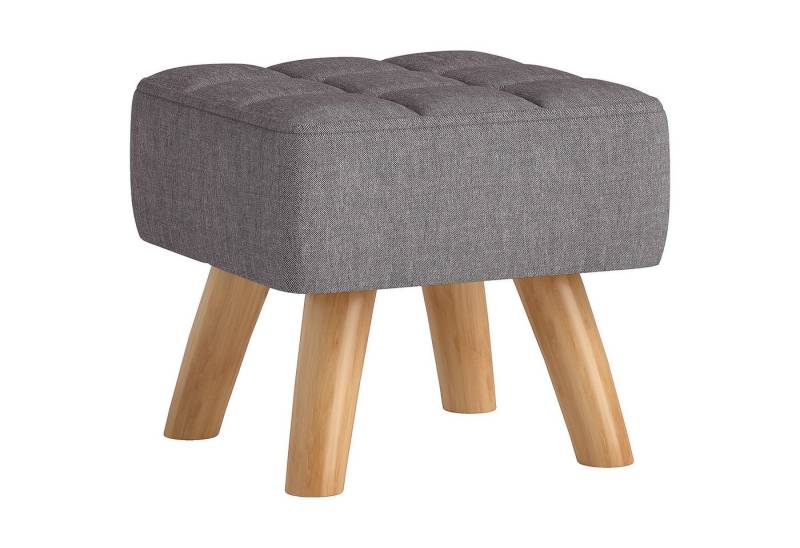 HOMCOM Fußhocker mit Leinenoptik, Holzbeine (Moderner Sitzhocker, 1 St., Polsterhocker), für Schlafzimmer, Wohnzimmer, Grau von HOMCOM
