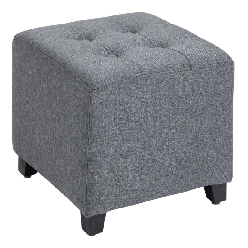 HOMCOM Fußhocker mit Leinenoptik Holzbeine Fußstütze Grau  35 x 35 x 35 cm von HOMCOM
