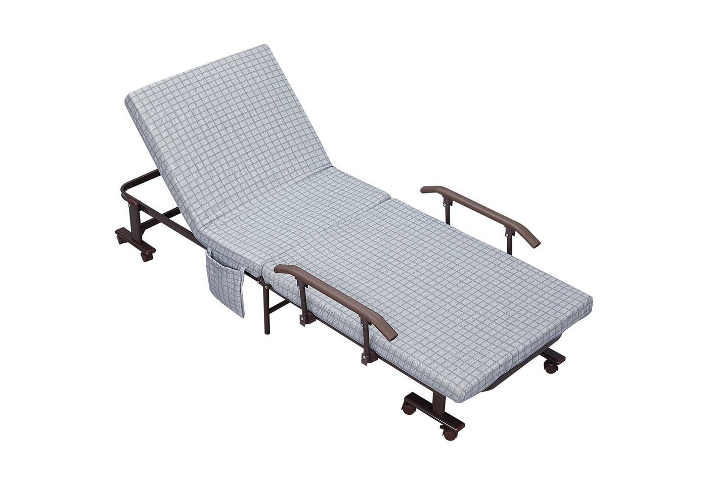 HOMCOM Gästebett Klappbett mit Rollen Sessel mit 5-stufig verstellbarer Rückenlehne (Reisebett, 1-St., Stahlrahmen) 190 x 76 x 33 cm von HOMCOM