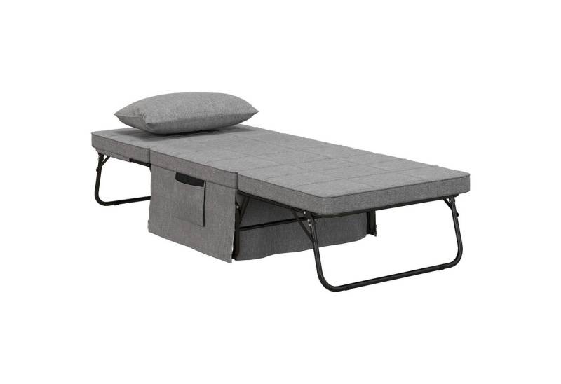 HOMCOM Gästebett 4-in-1 Einzelbett Klappbett klappbare Reisebett Ottomane mit Matratze (5-Stufen Höhenverstellbar, 1-St., mit stabilem Stahlrahmen) Grau, 188 x 75 x 38 cm von HOMCOM