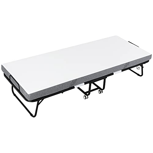 HOMCOM Gästebett Klappbett mit Rollen Stahl+Schaumstoff Weiß+Schwarz 200 x 80 x 42,5 cm HOMCOM Gästebett Klappbett mit Rollen Stahl+Schaumstoff Weiß+Schwarz 200 x 80 x 42,5 cm von HOMCOM