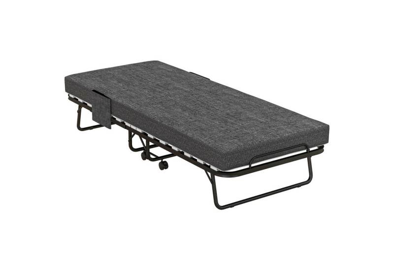 HOMCOM Gästebett tragbares Einzelbett, Seitentaschen (Gästebett, 1-St., Klappbett) mit 10cm Matratze, Dunkelgrau von HOMCOM