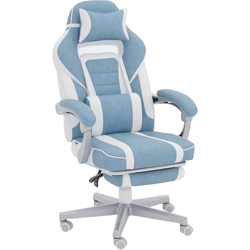 HOMCOM Gaming Chair Reclining Gamer Chair mit Einstellbarer Höhe Einstellbare versenkbare Fußstütze Lendenwirbelstütze und abnehmbare Kopfstütze Bürostuhl Studienstuhl Blau HOMCOM Gaming Chair Reclining Gamer Chair mit Einstellbarer Höhe Einstellbare versenkbare Fußstütze Lendenwirbelstütze und abnehmbare Kopfstütze Bürostuhl Studienstuhl Blau von HOMCOM