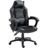 HOMCOM Gaming Stuhl mit Massagefunktion, Ergonomischer Bürostuhl, Massagesessel, 6 Vibrationspunkte, Wärmefunktion, Kunstleder, Schwarz, 68x69x108-117cm  Aosom.de von HOMCOM