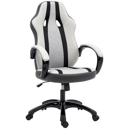 HOMCOM Gaming Stuhl gepolstert in PU und Mesh Swivel Gamer Stuhl mit Tilt-Funktion einstellbare Höhe für Home Office Büro Studie grau HOMCOM Gaming Stuhl gepolstert in PU und Mesh Swivel Gamer Stuhl mit Tilt-Funktion einstellbare Höhe für Home Office Büro Studie grau von HOMCOM