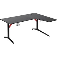 HOMCOM Gaming Tisch PC Tisch Schreibtisch Metall MDF Schwarz+Rot 157 x 111,8 x 74 cm von HOMCOM