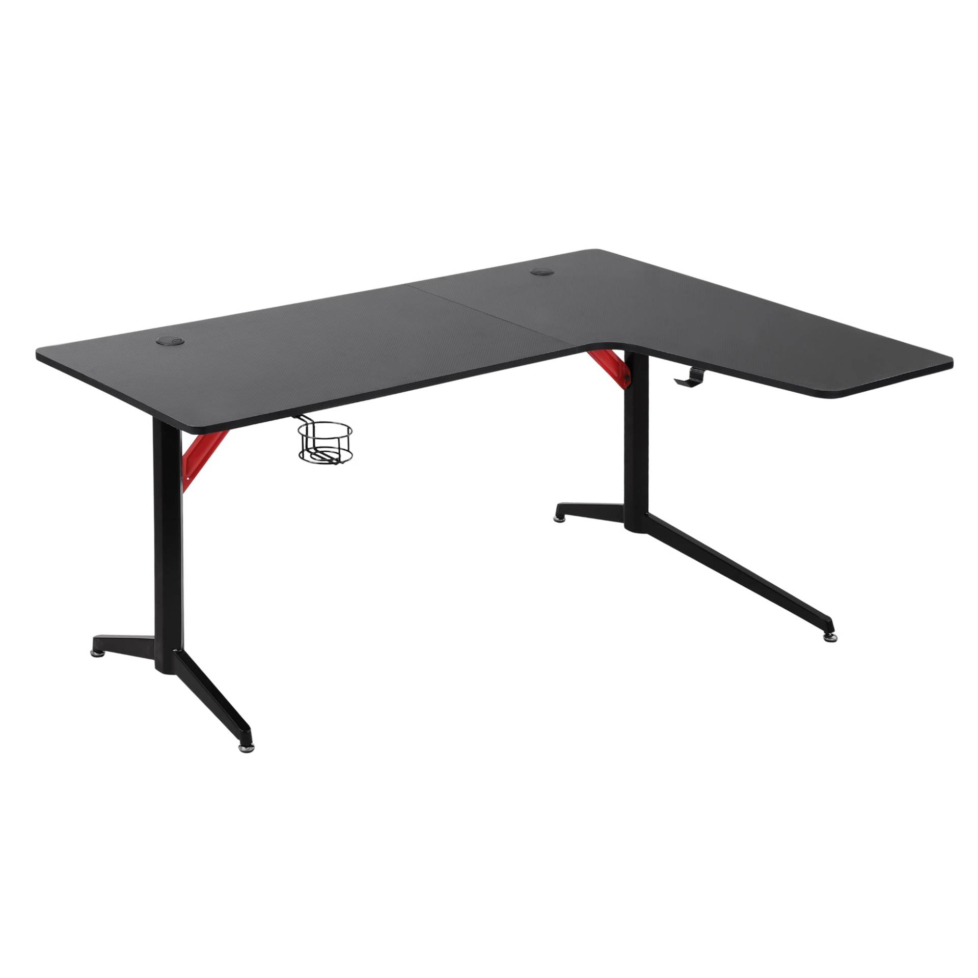 HOMCOM - Gaming Tisch PC Tisch Schreibtisch mit Kopfhörerhaken & Getränkehalter, Metall MDF, Schwarz+Rot, 157x111,8x74cm HOMCOM - Gaming Tisch PC Tisch Schreibtisch mit Kopfhörerhaken & Getränkehalter, Metall MDF, Schwarz+Rot, 157x111,8x74cm von HOMCOM