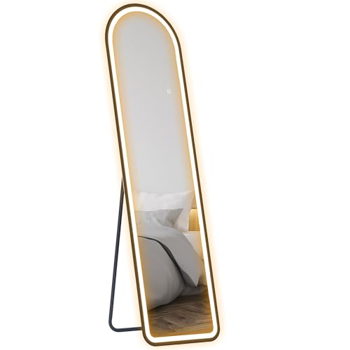HOMCOM Bogen Ganzkörperspiegel mit Beleuchtung, 150 x 40 cm Standspiegel mit LED, 3 Lichtfarben, Wandspiegel mit Ständer, Touch-Schalter, für Schlafzimmer, Wohnzimmer, Schwarz HOMCOM Bogen Ganzkörperspiegel mit Beleuchtung, 150 x 40 cm Standspiegel mit LED, 3 Lichtfarben, Wandspiegel mit Ständer, Touch-Schalter, für Schlafzimmer, Wohnzimmer, Schwarz von HOMCOM